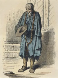 Mendigo, después de Jacques Callot (1592-1635) grabado por Adrien Lavieille (1818-62)